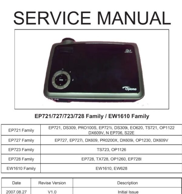 Optoma EW1610 Projector service manual, include EW628