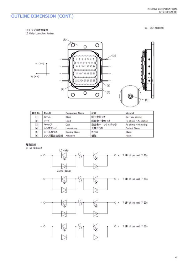 Contactor of NUBM3F Nichia laser diode array