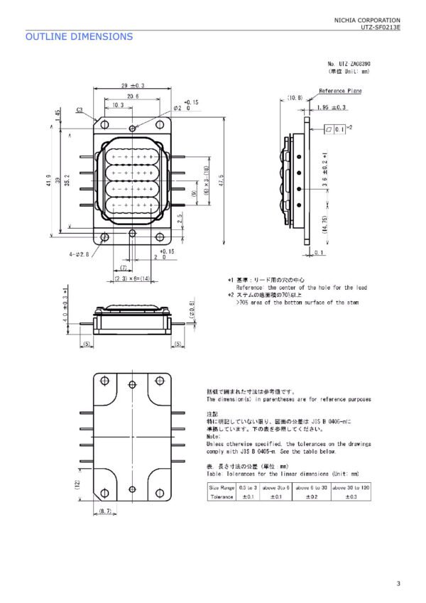 outline dimension of NUBM3F