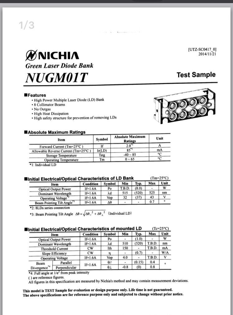 Nichia NUGM01 Green Laser Unit | 520nm 8W - Image 3