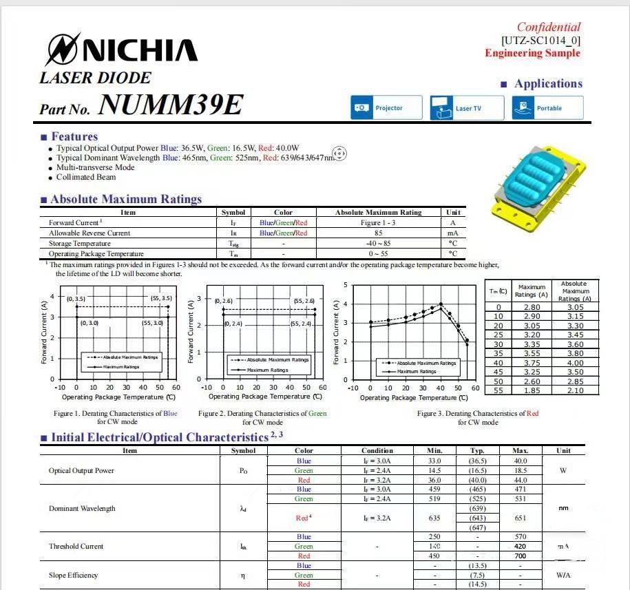 NICHIA NUMM39 Multiple Laser didoe Array Bank | RGB Laser Light Source, 3-Color - Image 2